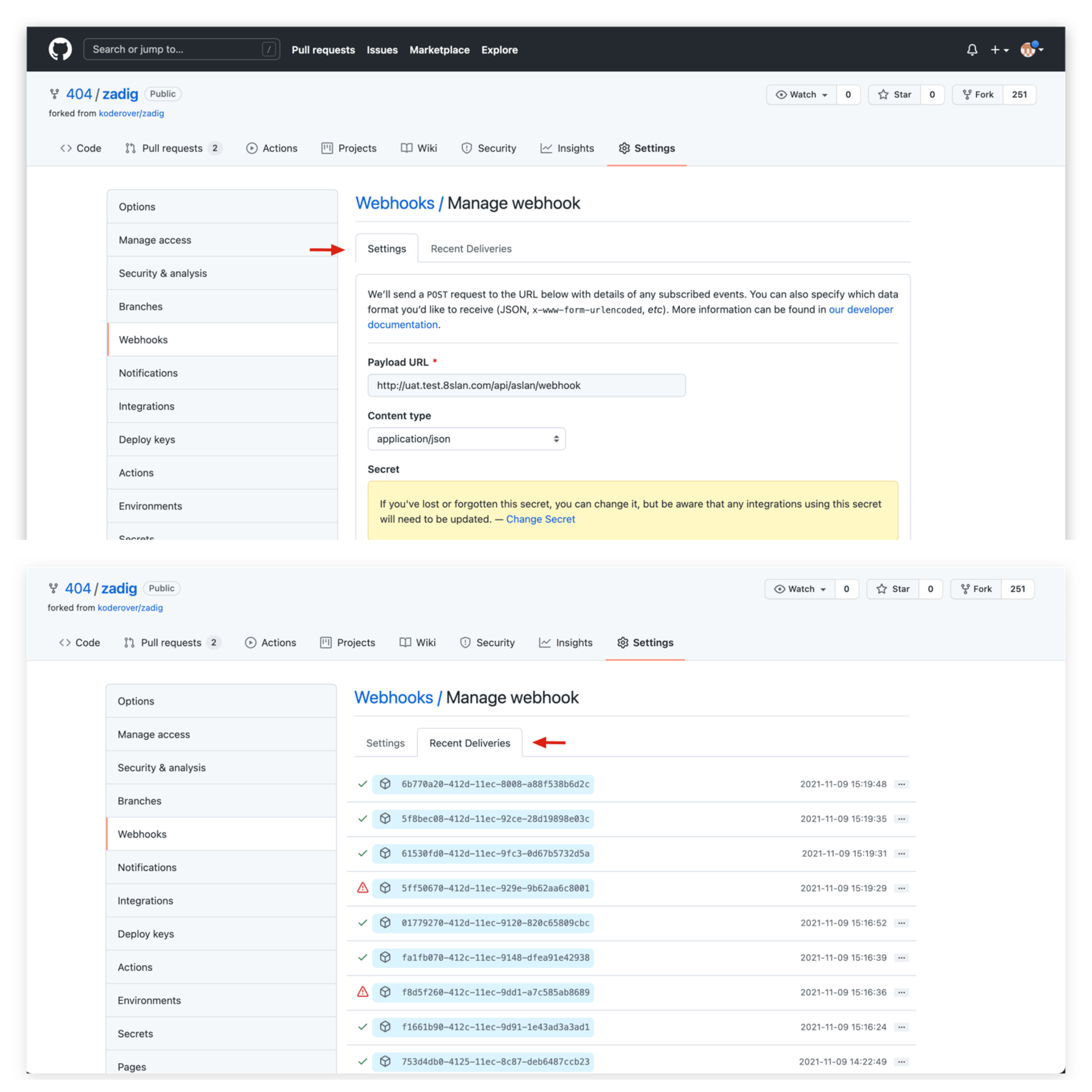 检查 GitHub 中触发器配置