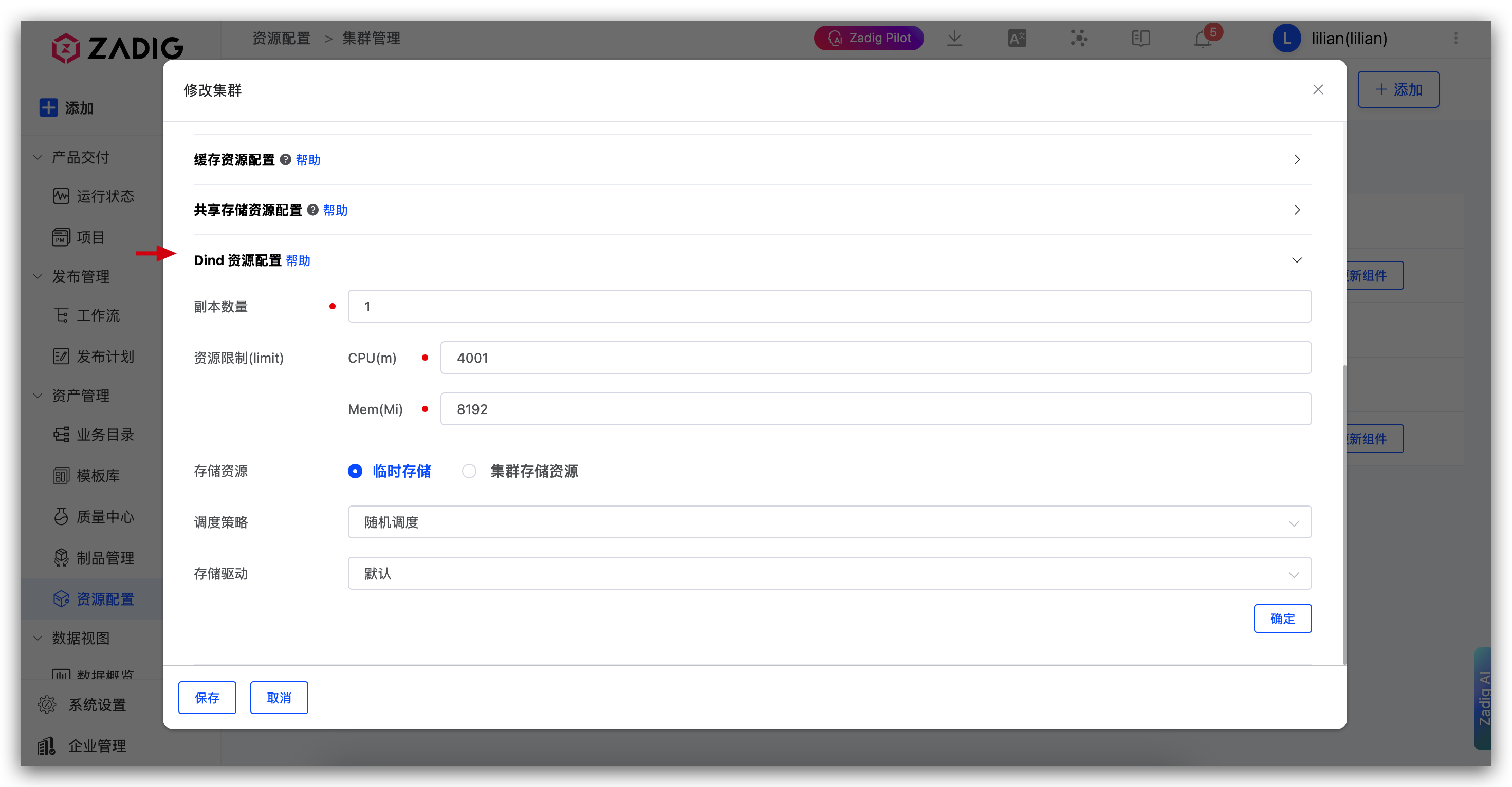 Dind resource configuration